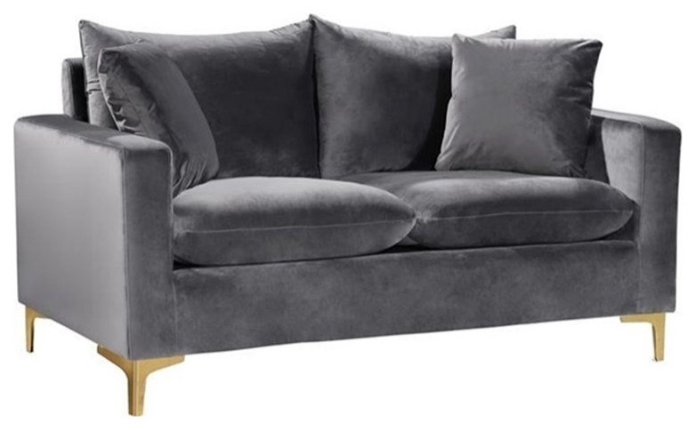 Home Square 2 Piece Set with Contemporary Velvet Loveseat and Sofa in Gray   Living Room Furniture Sets   by Homesquare  Houzz