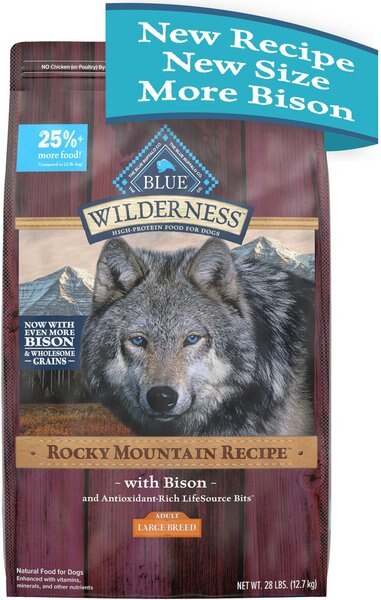 Blue Buffalo Wilderness Red Meat Bison Large Breed Adult Dry Dog Food， 28-lb bag