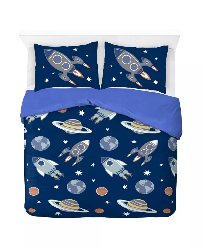 Saturday Park Outer Space 100% Organic Cotton Full Queen Duvet Cover and Sham Set