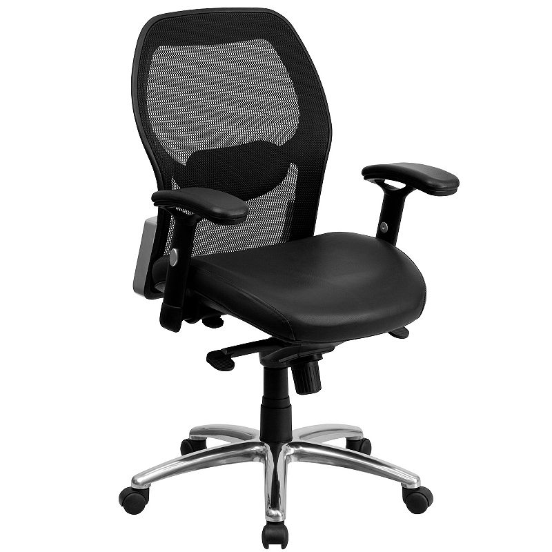 Emma and Oliver Mid-Back Black Mesh Executive Office Chair with Knee Tilt and Adjustable Lumbar and Arms