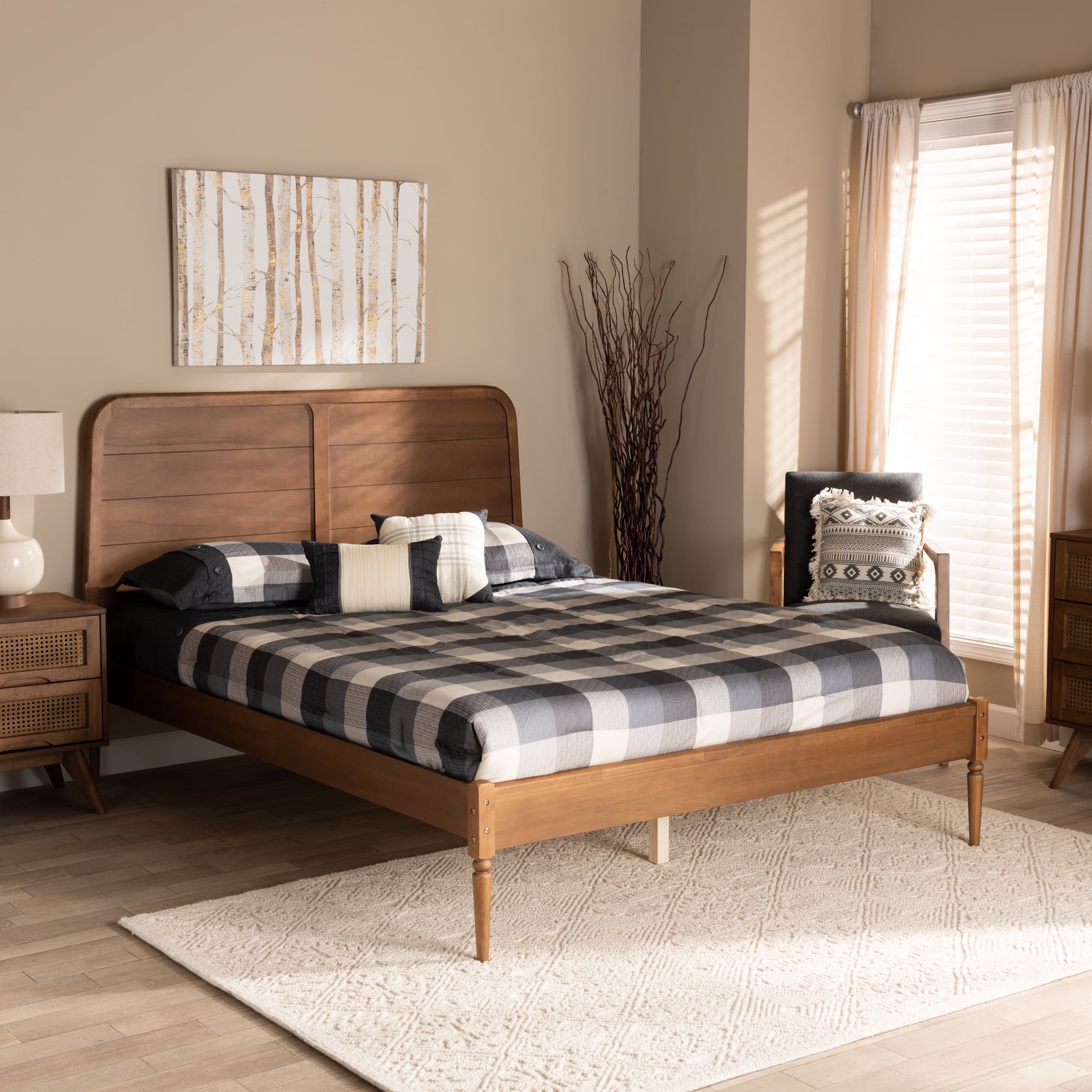 Baxton Studio Kassidy Classic and Traditional Walnut Brown Finished Wood King Size Platform Bed