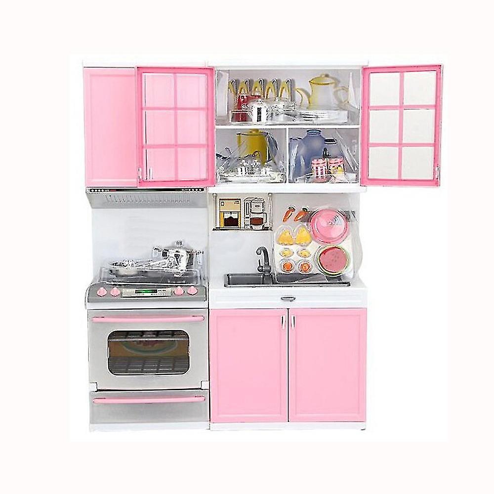 Xmas Mini Kids Kitchen Pretend Play Cooking Set Cabinet Stove Girls Toy