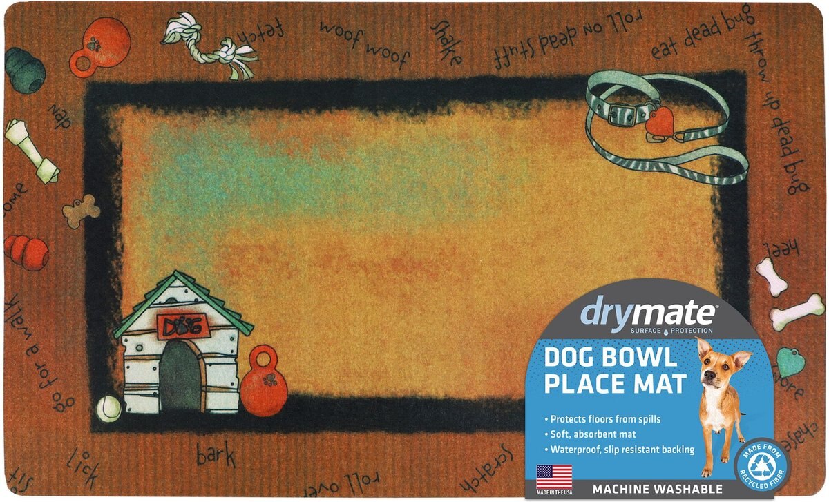 Drymate Rust Border White Dog House Dog Bowl Place Mat