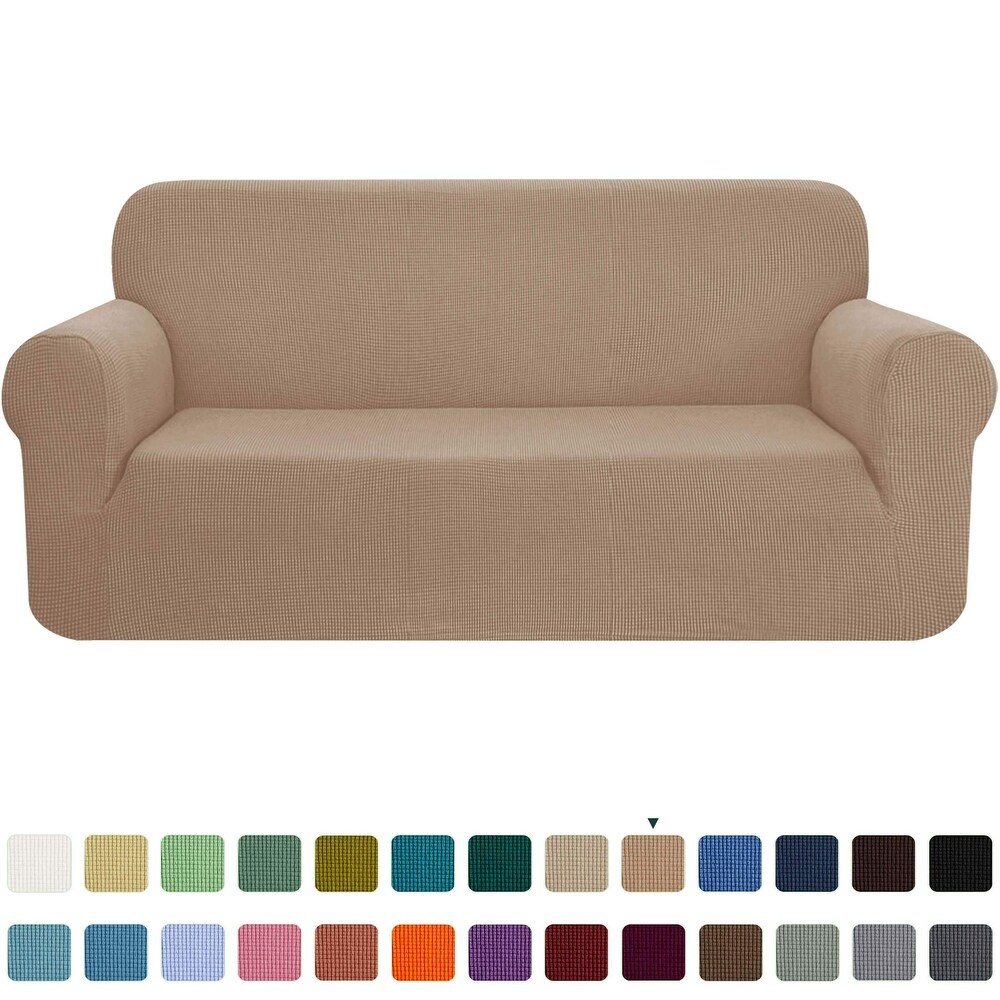 CHUN YI 1 Piece Stretch Loveseat Slipcover Checks Couch Cover