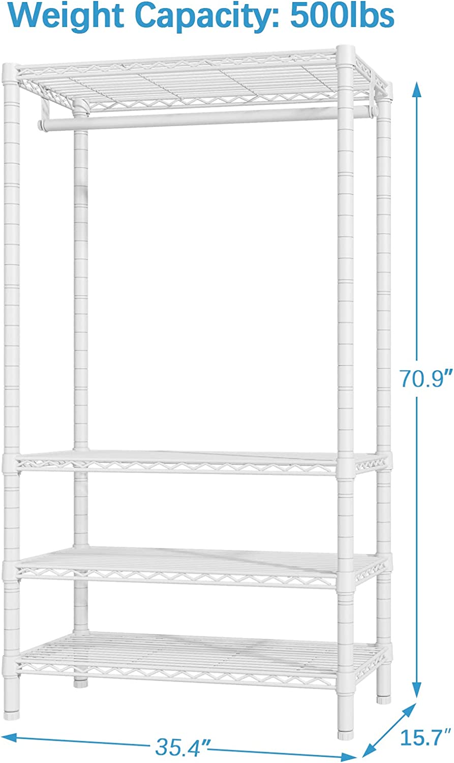 VIPEK V1S 4 Wire Garment Rack , 35.4" L x 15.7" W x 70.9" H, Max Load 500LBS, White