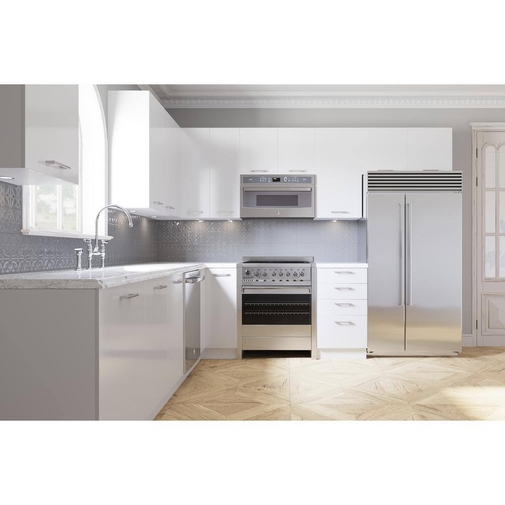 Cambridge Quick Assemble Modern Style with Soft Close 24 in White Gloss Base Kitchen Cabinet (24 in W x 24 in D x 34.50 in H) SA-BD24-WG