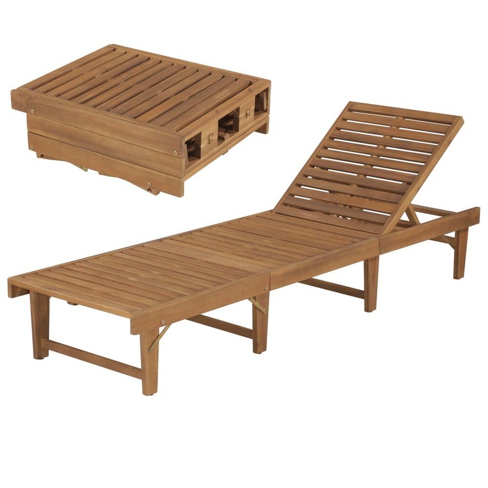 vidaXL Folding Sun Lounger Solid Acacia Wood   78.7\