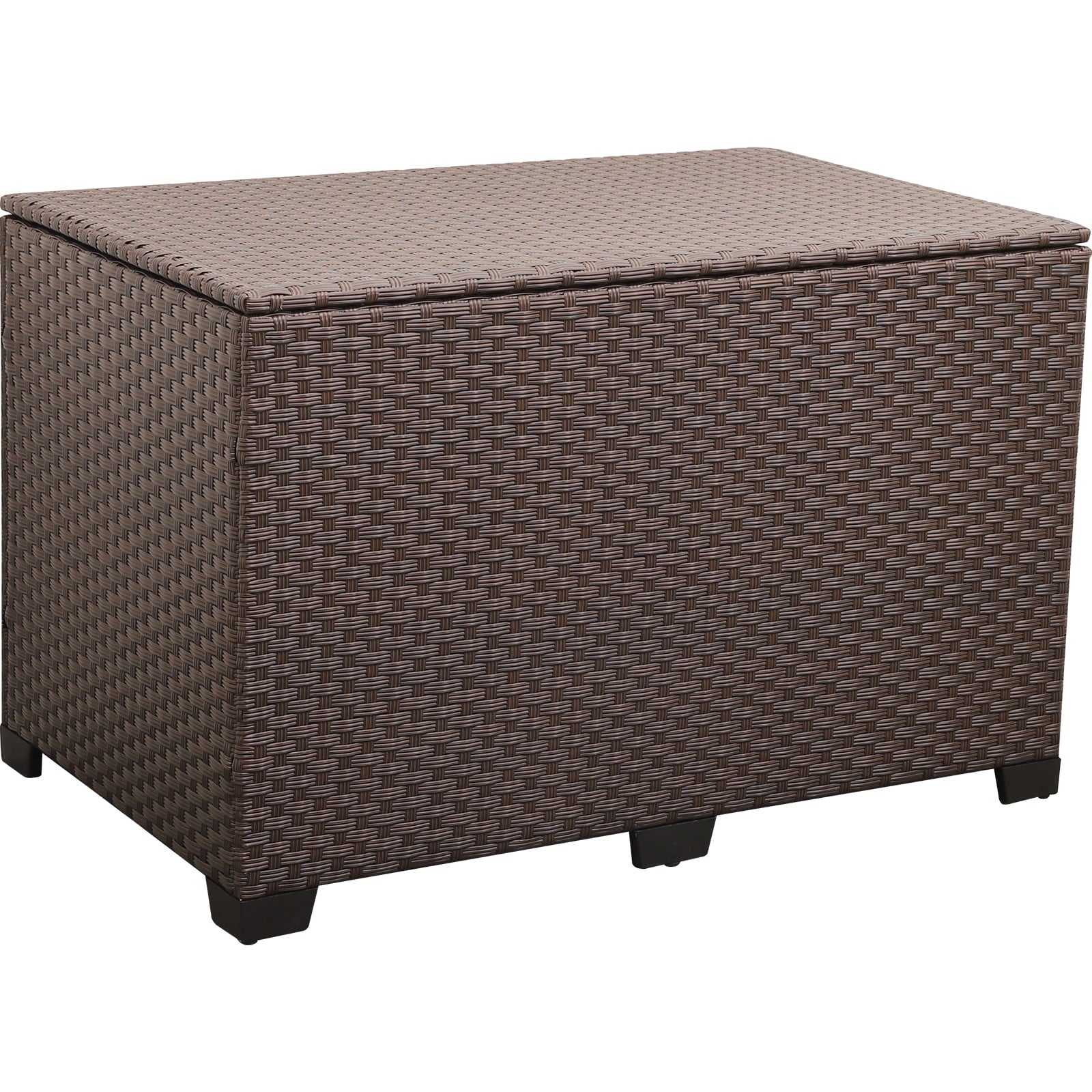 Waroom 150gal Outdoor Wicker Storage Box, Water-Resistant Deck Bin for Garden, Brown