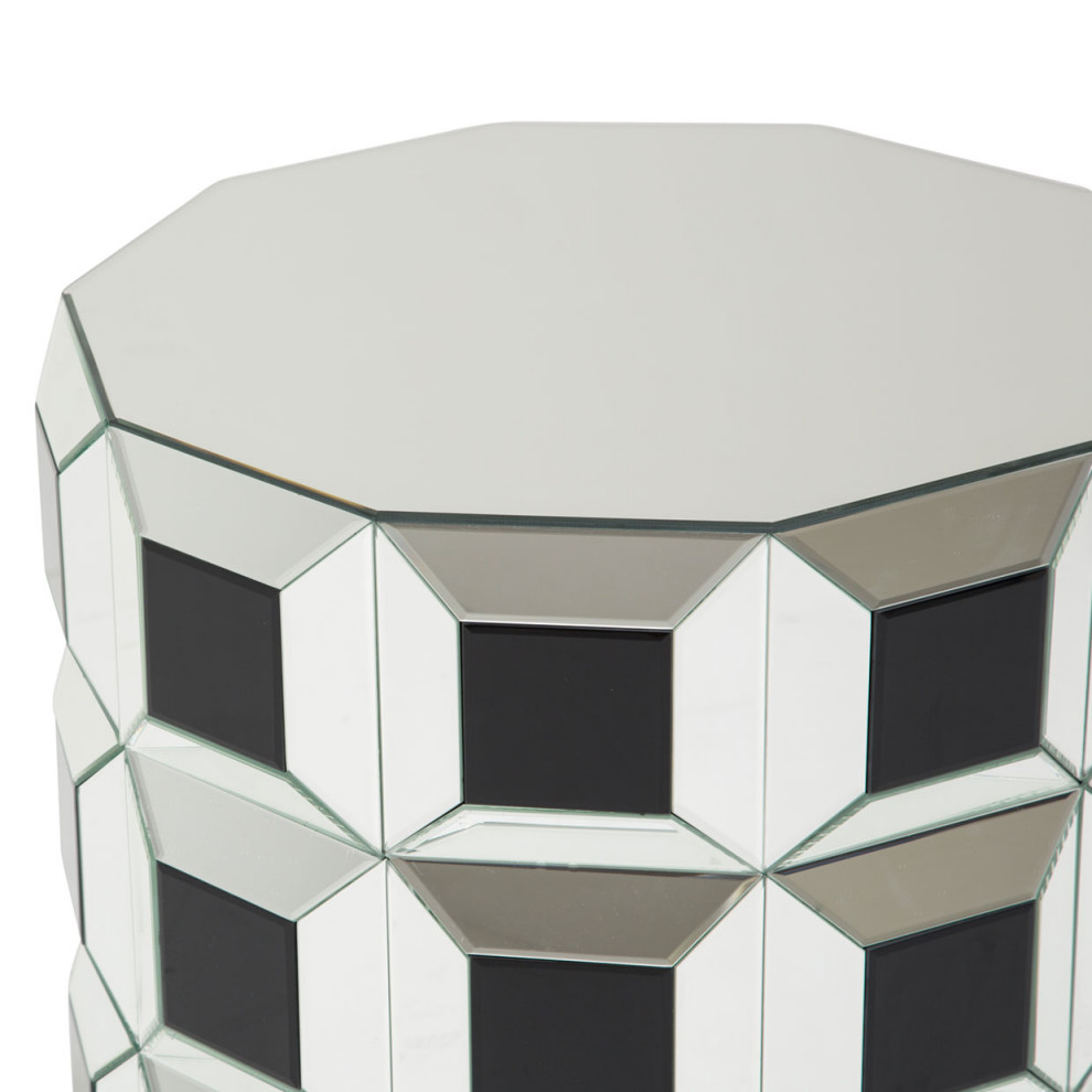 Montreal Round Mirrored Prism End Table   Contemporary   Side Tables And End Tables   by Michael Amini  Houzz