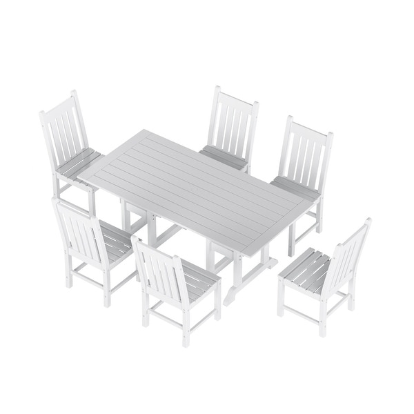 Polytrends Laguna Hdpe All Weather Outdoor Patio Dining Set with Rectangular Table，Armless Dining Chairs (7Piece Set)