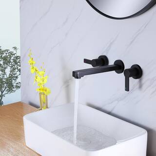 Nestfair Double Handle Wall Mounted Bathroom Faucet in Matte Black KPF60012B