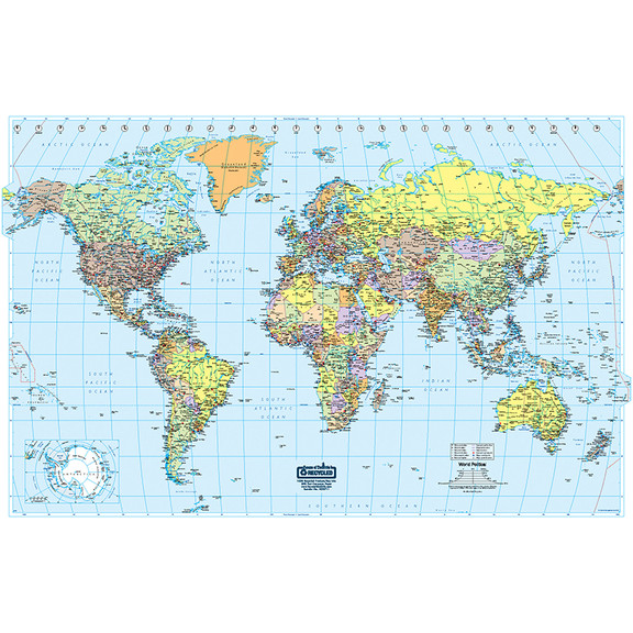 House Of Doolittle HOD711 World Laminated Map 38 X...