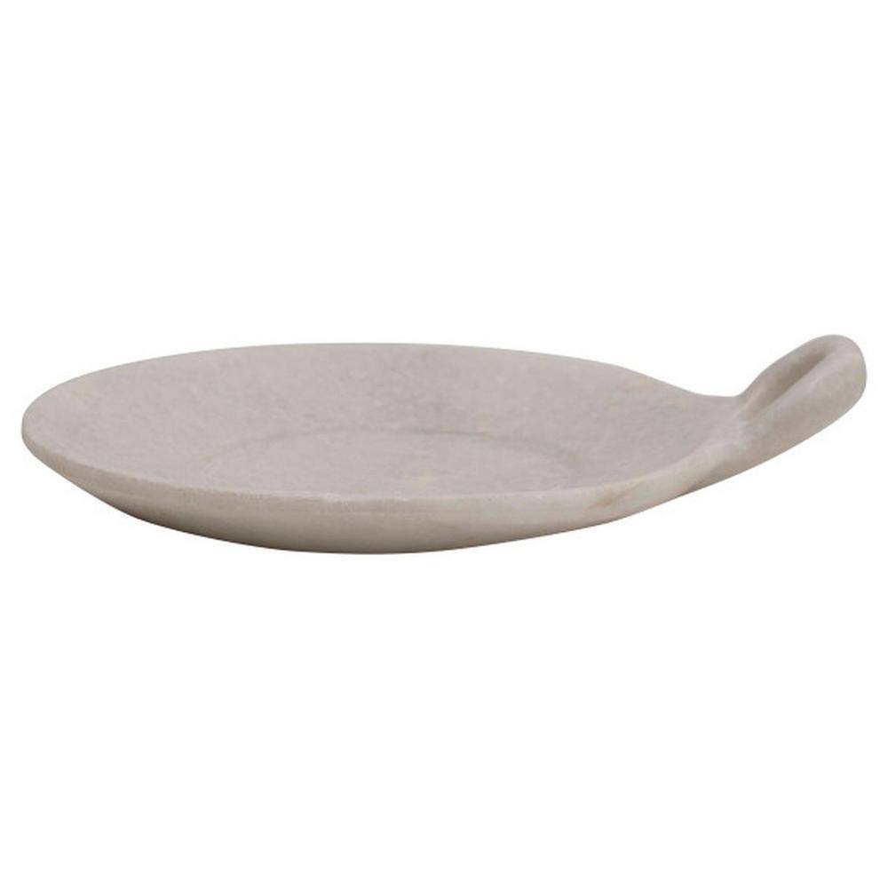 Storied Home 7 in. Freestanding Soap Dish with Handle in White DF2328