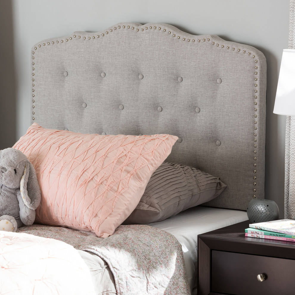 Lucy Dark Gray Fabric Twin Size Headboard   Transitional   Headboards   by Baxton Studio  Houzz