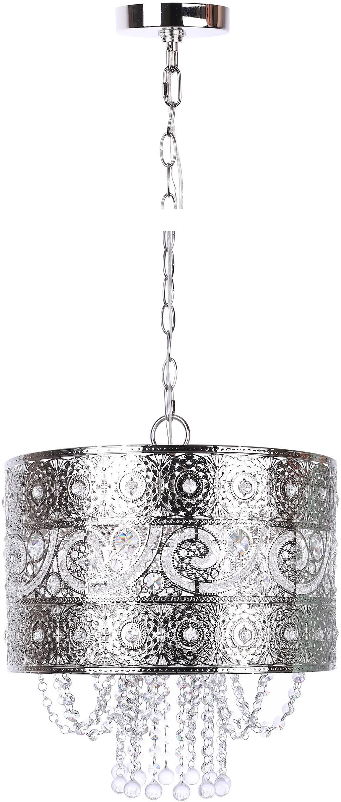 Tangier Nickel Pendant Light with Crystal Dangles