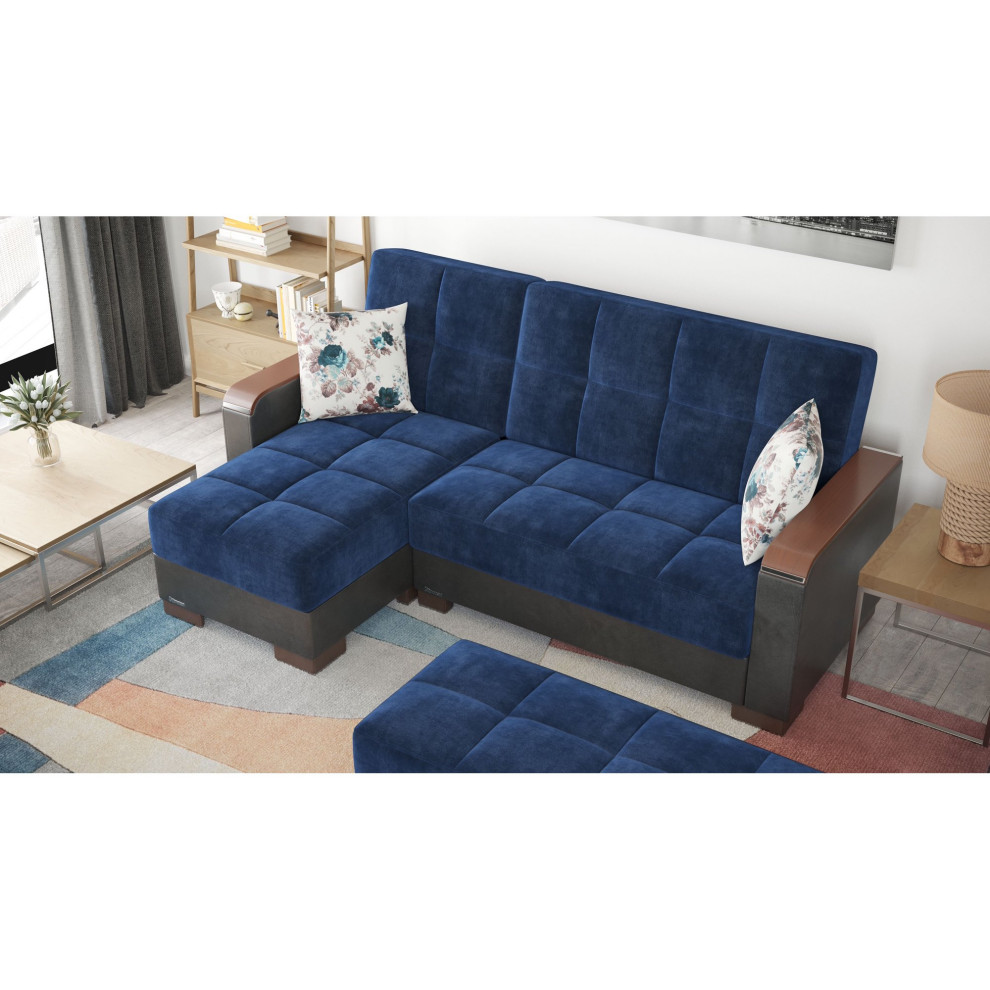 L Shape Sleeper Sofa  Square Tufted Seat   Contemporary   Sleeper Sofas   by Decorn  Houzz