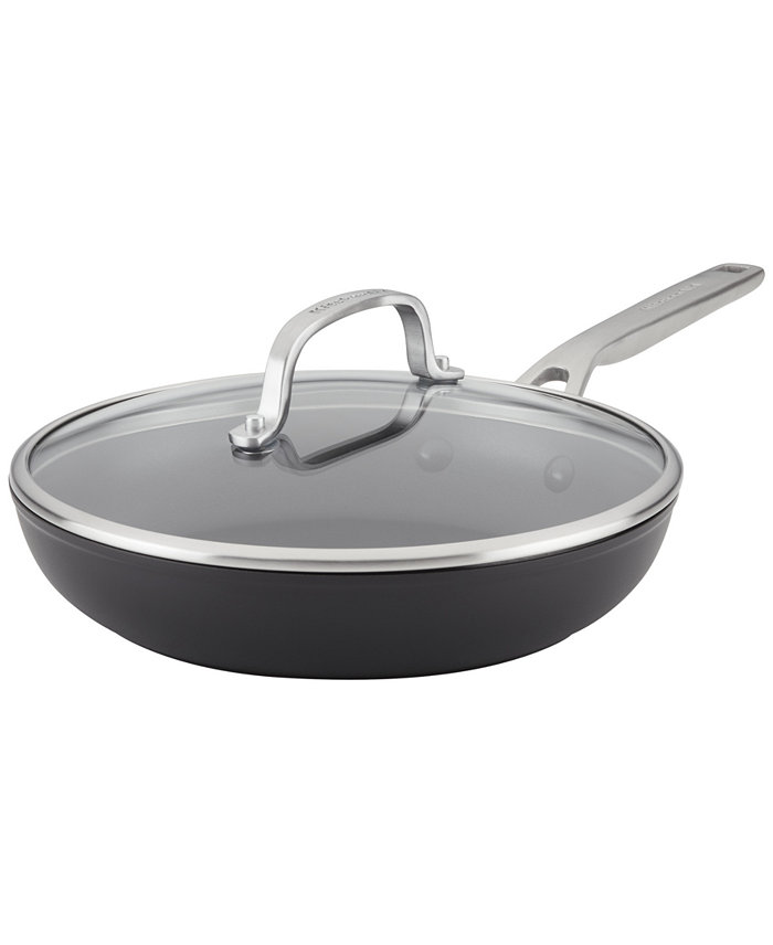 KitchenAid Hard-Anodized Induction Frying Pan with Lid 10 Matte Black