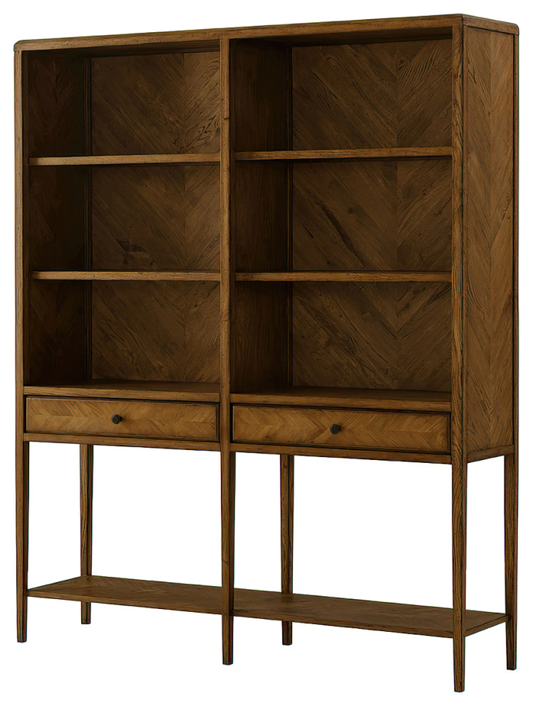 Oak Parquetry Open Bookcase   Transitional   Bookcases   by English Georgian America  Houzz