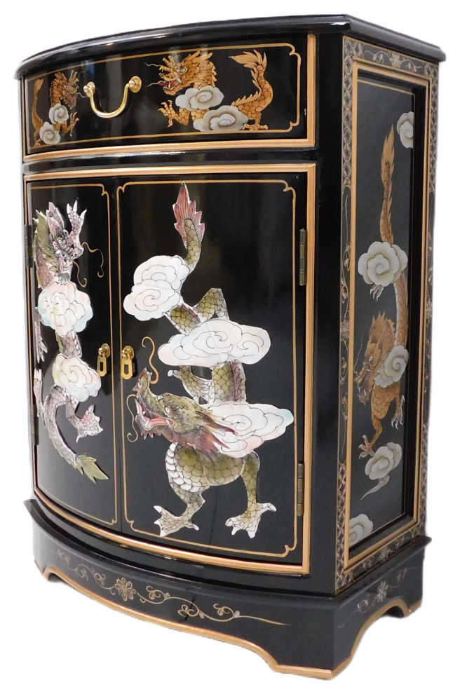 Dragon Mother of Pearl Inlaid Cabinet With Drawer and Doors.   Asian   Accent Chests And Cabinets   by Oriental Furnishings  Houzz