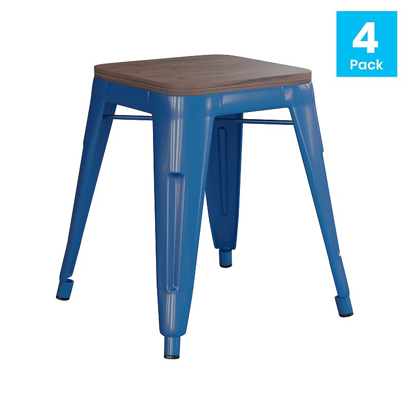 Flash Furniture Kai Royal Blue Backless Table Height Stool 4-piece Set