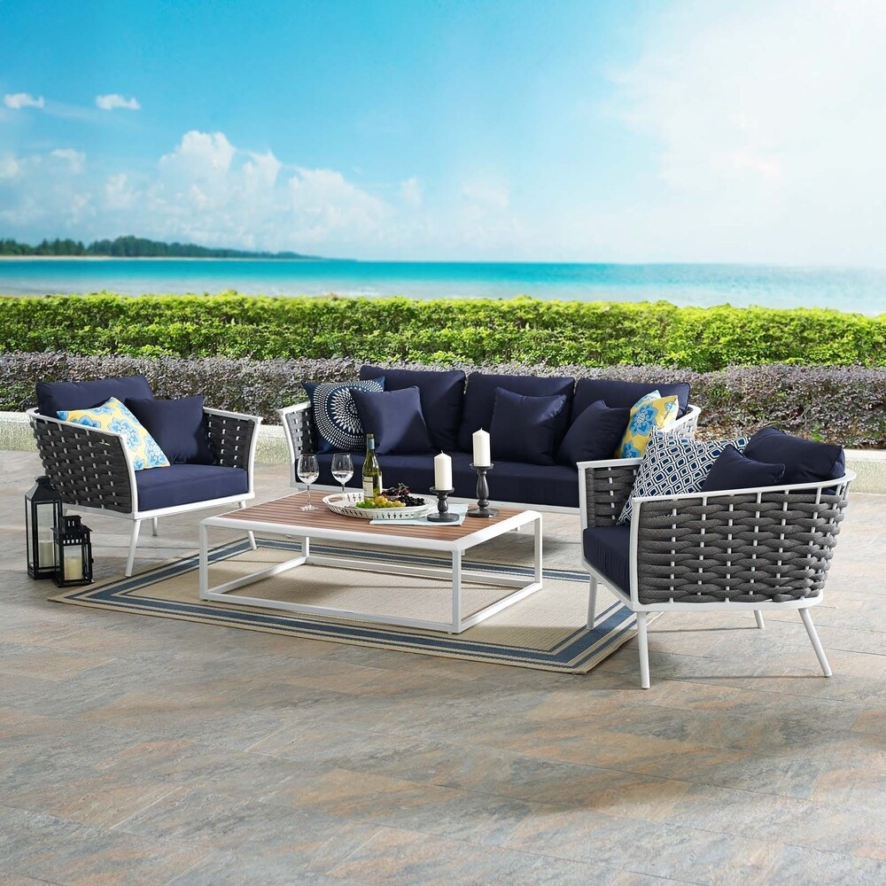 Stance 4 Piece Outdoor Patio Aluminum Sectional Sofa Set   n/a