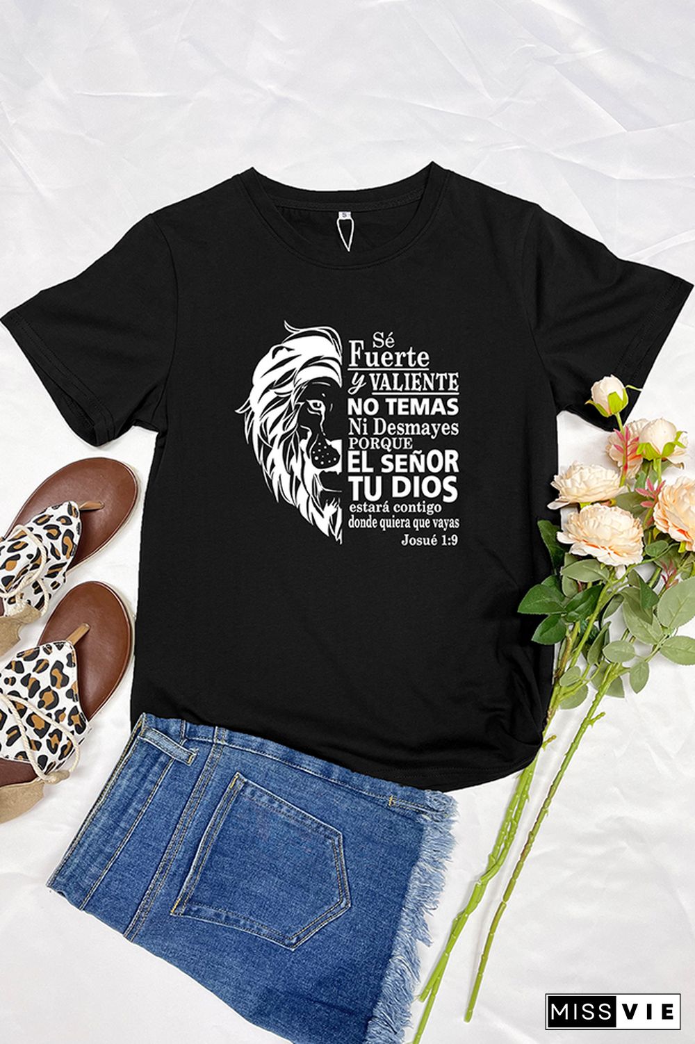 Se Fuerye y Valiente Josue 19 Be Strong Short Sleeve Graphic Tee Wholesale