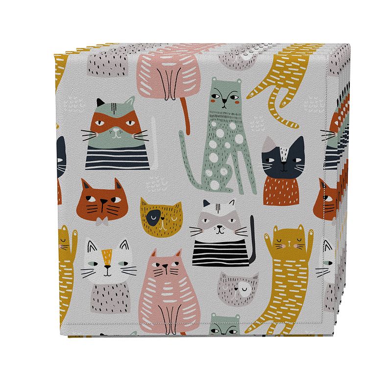 Napkin Set of 4， 100% Cotton， 20x20， Cats with Attitude