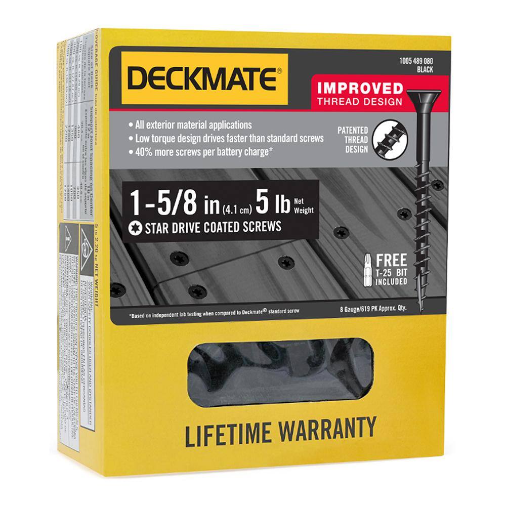 Deckmate #8 1-58 in. Black Exterior Self-Starting Star Drive Flat-Head Deck Screw 5 lbs.-Box (735-Piece) 115922