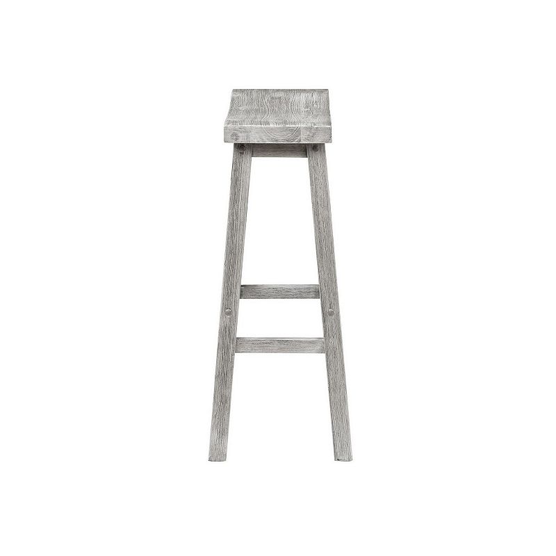 Saddle Design Wooden Barstool with Grain Details， Gray