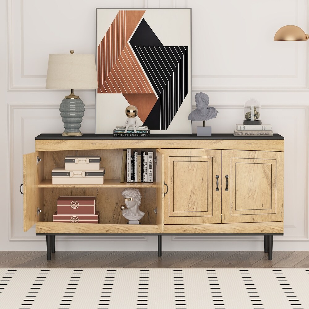 Sideboard Buffet Cabinet  Wooden Storage Cabinet with Adjustable Shelves   63.00\