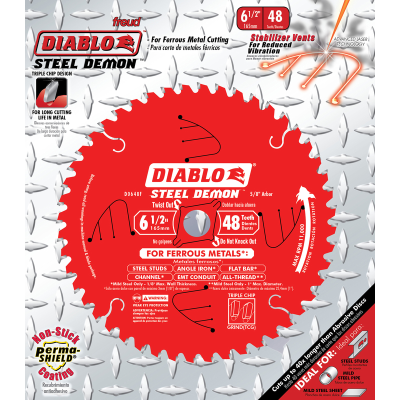 Diablo Steel Demon 6-1/2 in. D X 5/8 in. Carbide Tipped Steel Circular Saw Blade 48 teeth 1 pc