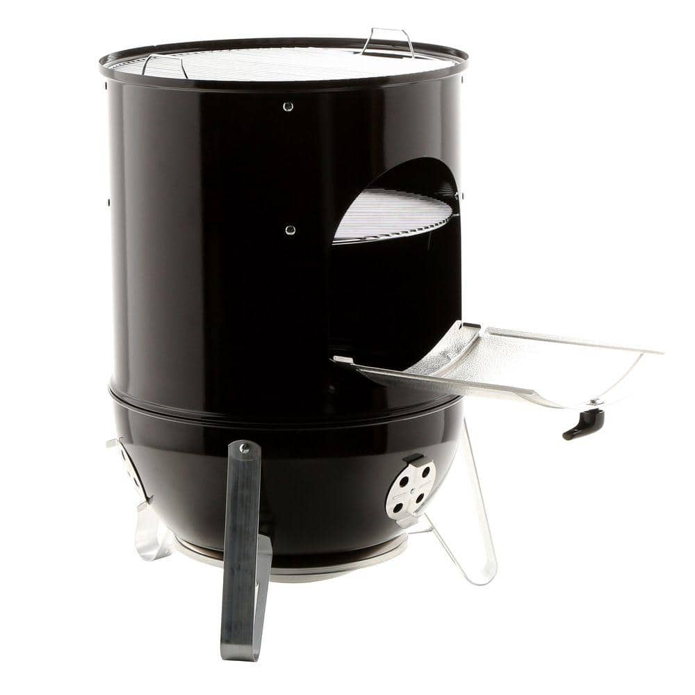 Weber 22 in. Smokey Mountain Cooker Smoker in Black with Cover and Built-In Thermometer 731001