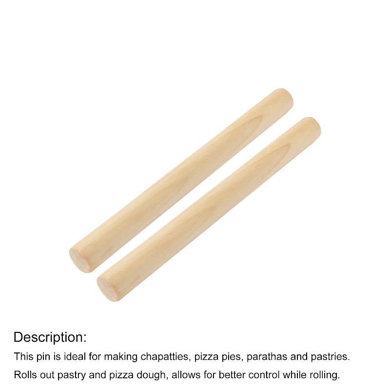 Baking Pastry Pizza Pasta Dough Roller Hand Rolling Pin Beige 11 Length 2 Pcs