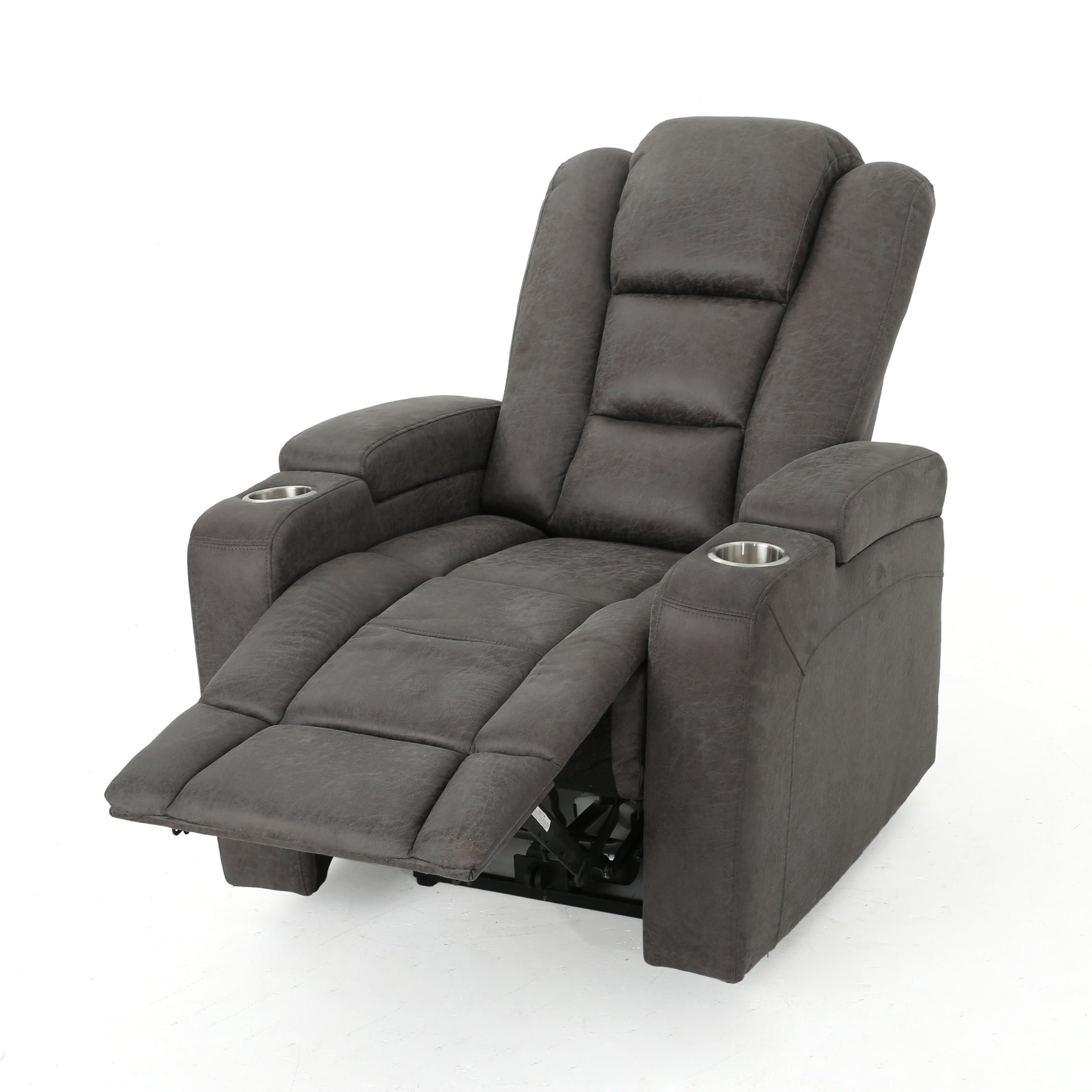 Everette Microfiber Power Recliner With Storage, USB Charger, and Cup Holder