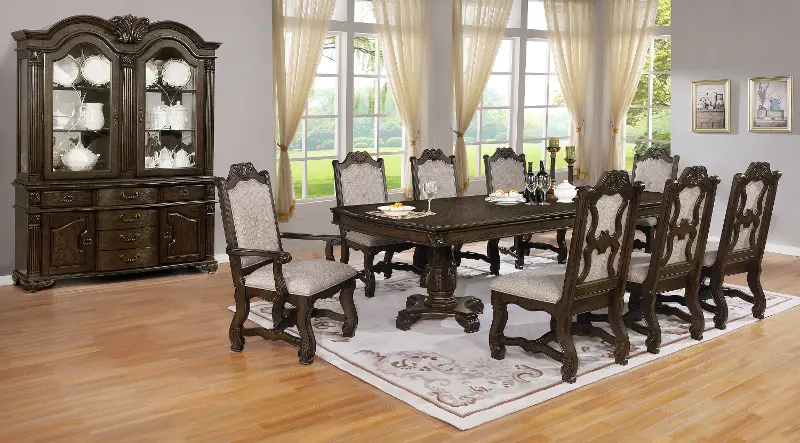 Renaissance Traditional Dark Brown 5 Piece Dining Set