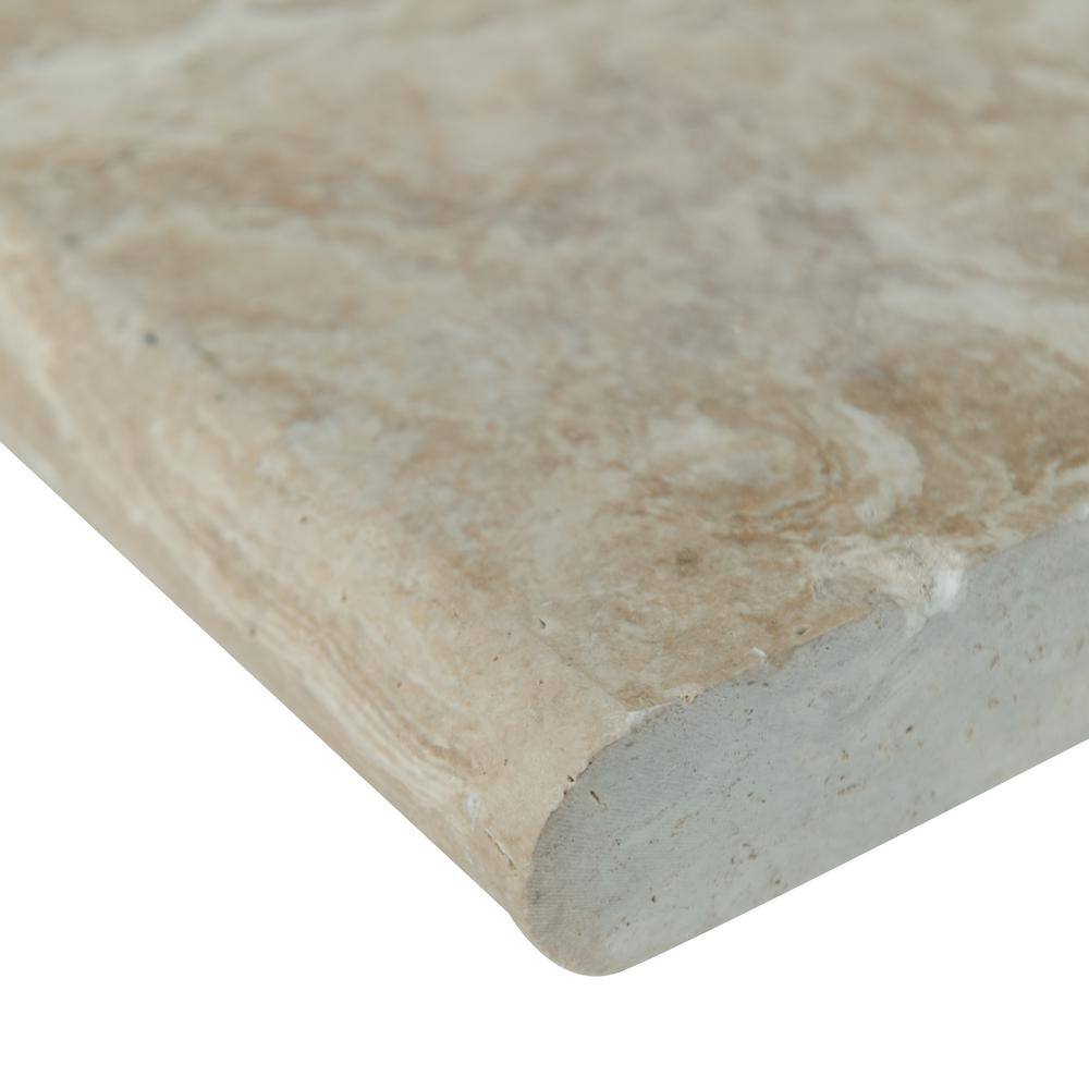 MSI Tuscany Beige 2 in. x 12 in. x 24 in. Travertine Pool Coping (15 Pieces30 sq. ft.Pallet) LCOPTBEI1224HUFBR