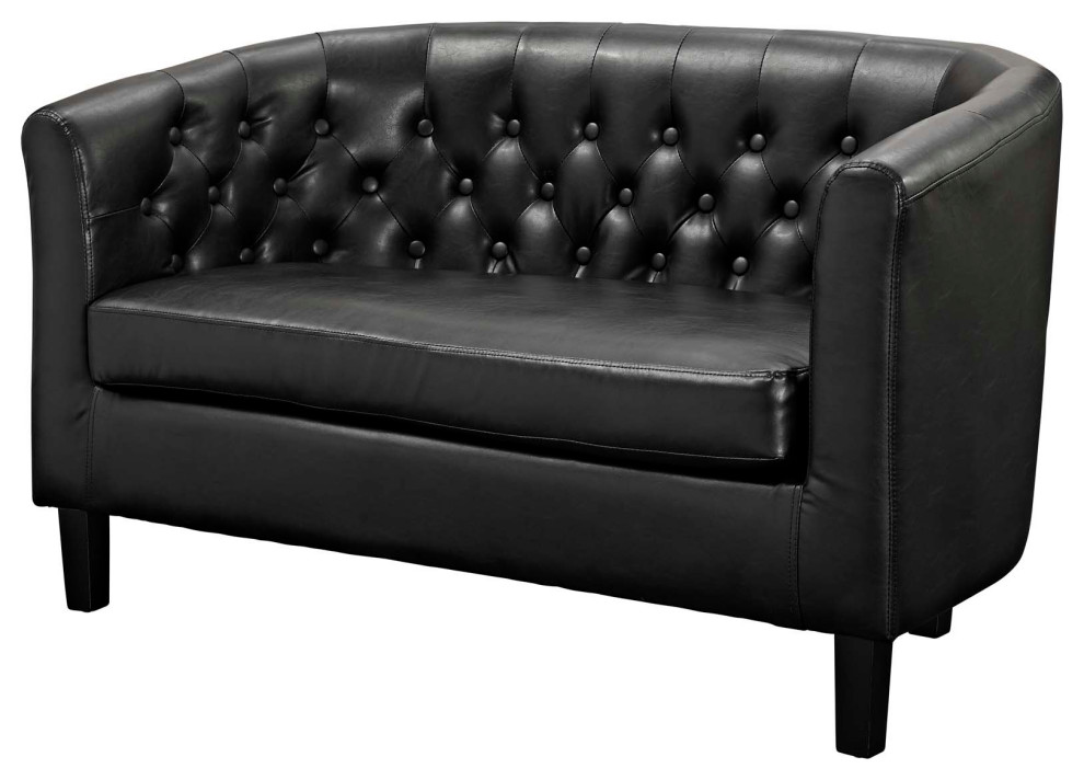 Modway Prospect 2 Piece Modern Faux Leather Loveseat and Armchair Set in Black   Modern   Sectional Sofas   by House Bound  Houzz