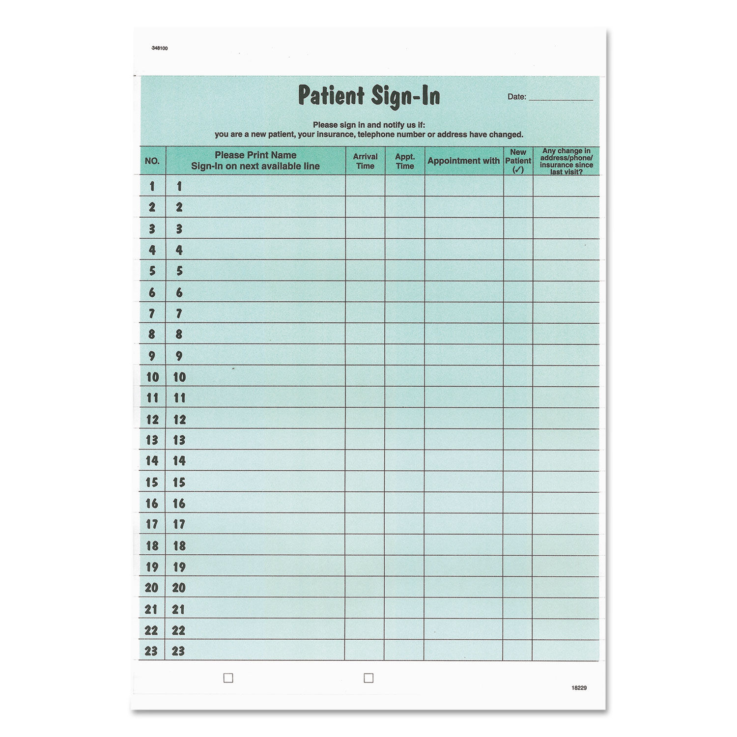 Patient Sign-In Label Forms by Tabbiesandreg; TAB14532