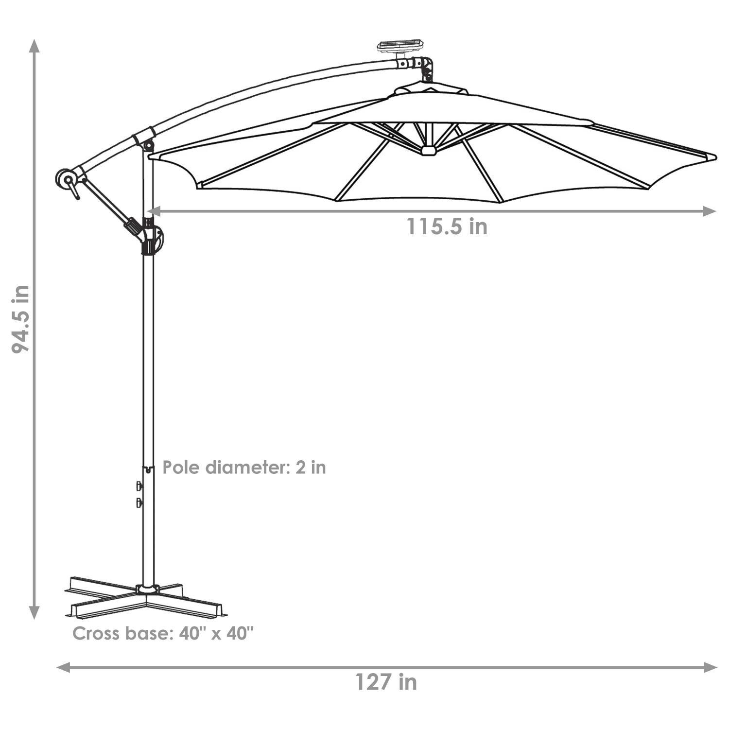 Ultimate Patio 10 Ft. Solar Lighted Octagonal Steel Patio Cantilever W/ Crank