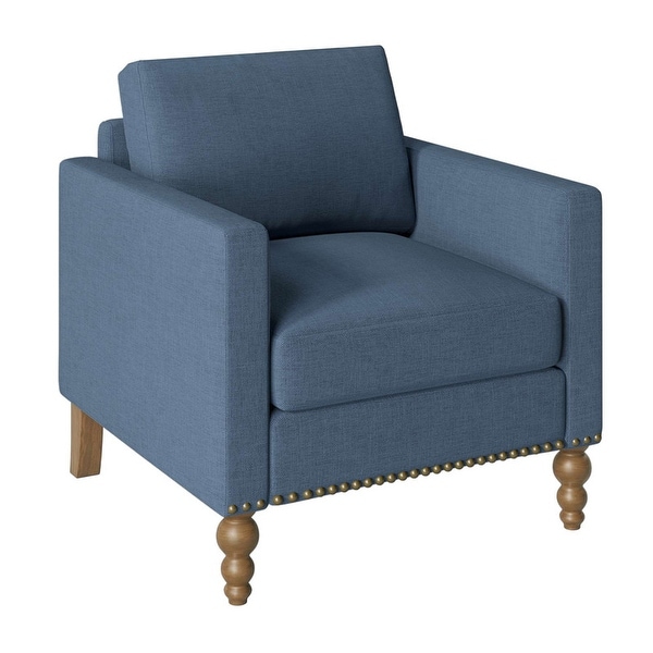 Classic Linen Armchair Accent Chair with Bronze Nailhead Trim