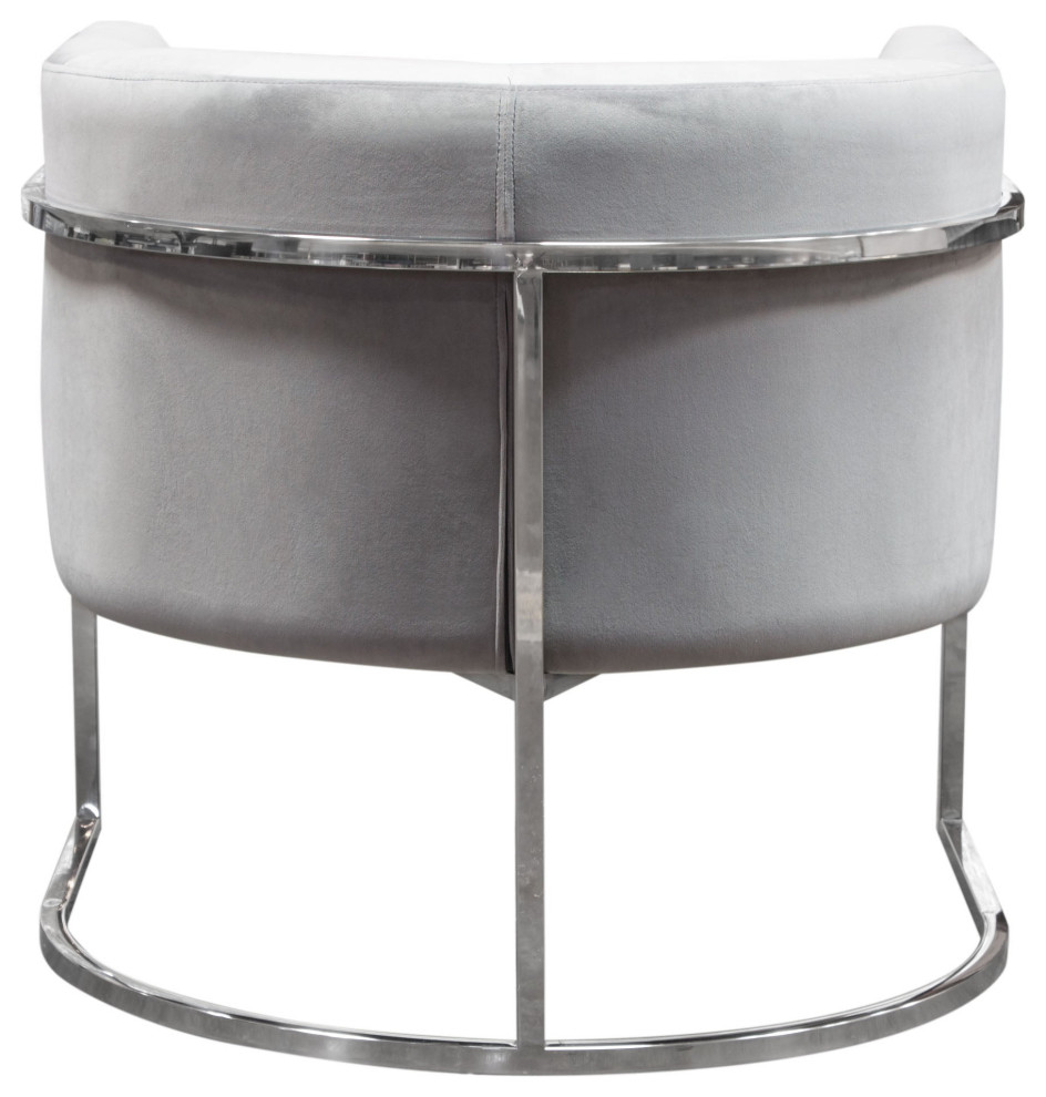 Pandora Accent Chair With Stainless Steel Frame  Gray Velvet   Contemporary   Armchairs And Accent Chairs   by AMOC  Houzz