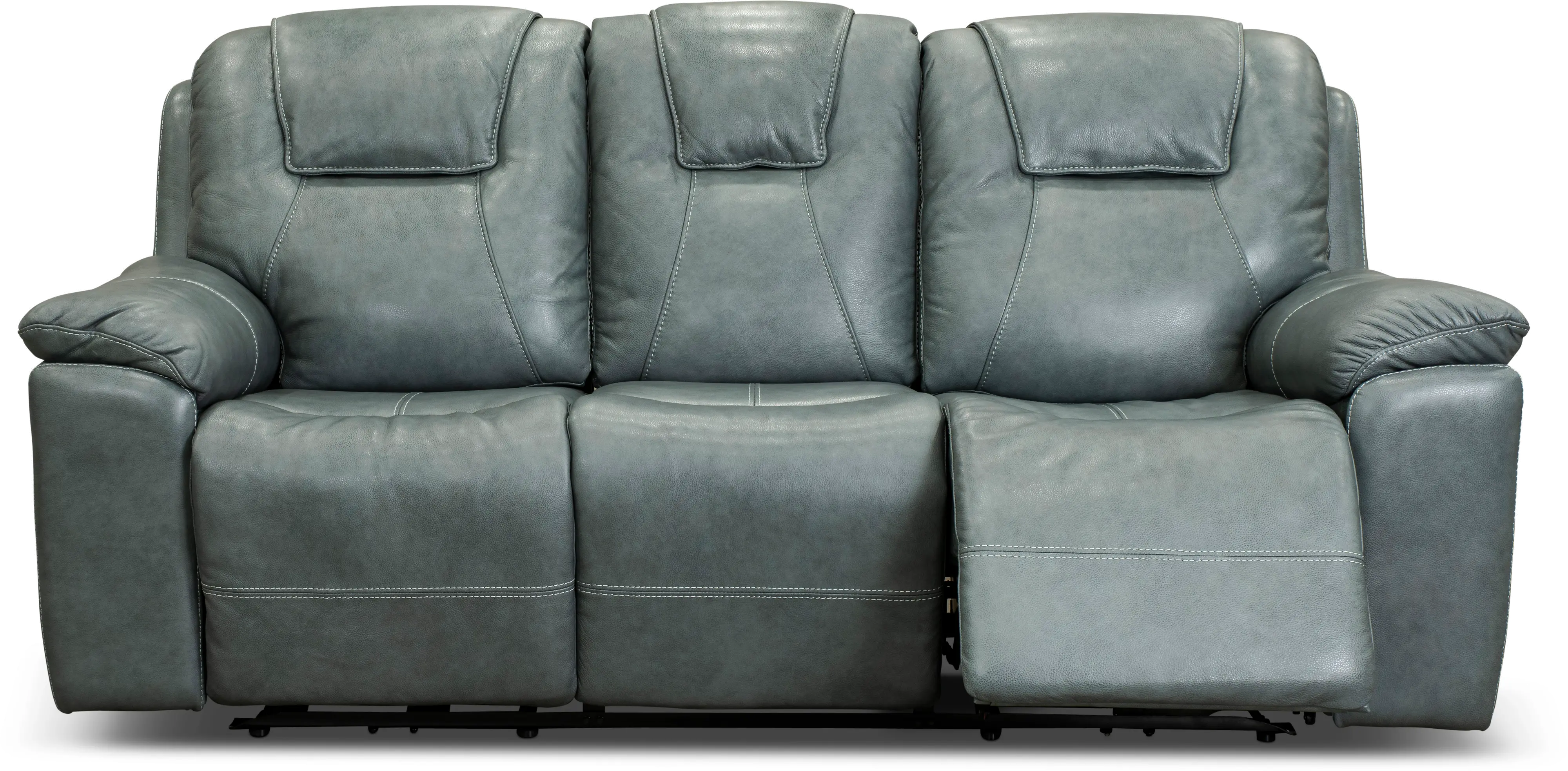 Chandler Blue Gray Power Reclining Sofa with Hidden Cup Holders