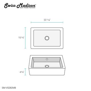 Swiss Madison Voltaire Matte Black Ceramic Rectangular Vessel Sink SM-VS282MB