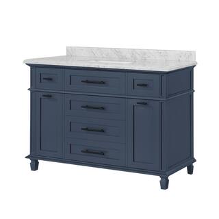 Home Decorators Collection Tarbot 48 in. W x 22 in. D x 34.5 in. H Bath Vanity in Midnight Blue with White Marble Top Tarbot 48MB