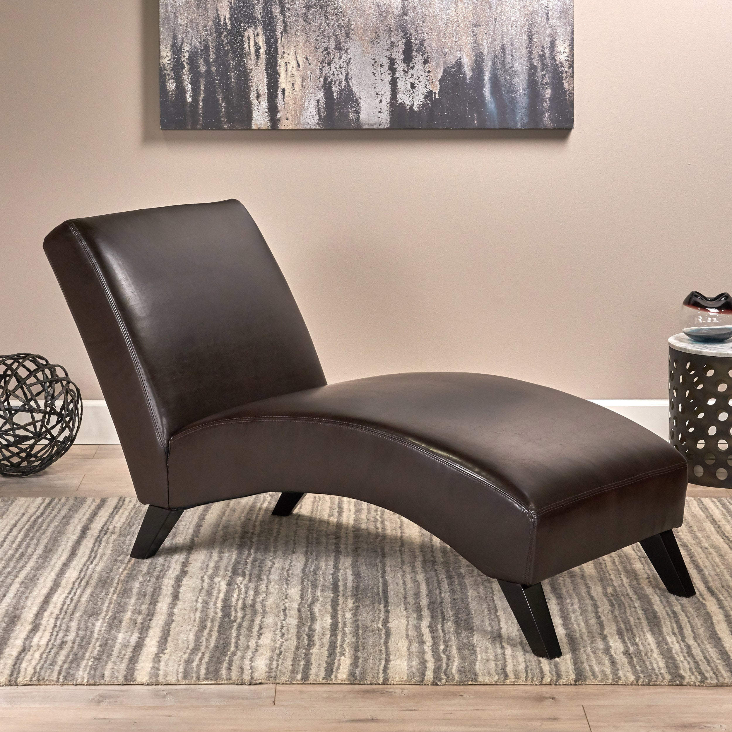 Cleveland Brown Leather Chaise Lounge Chair