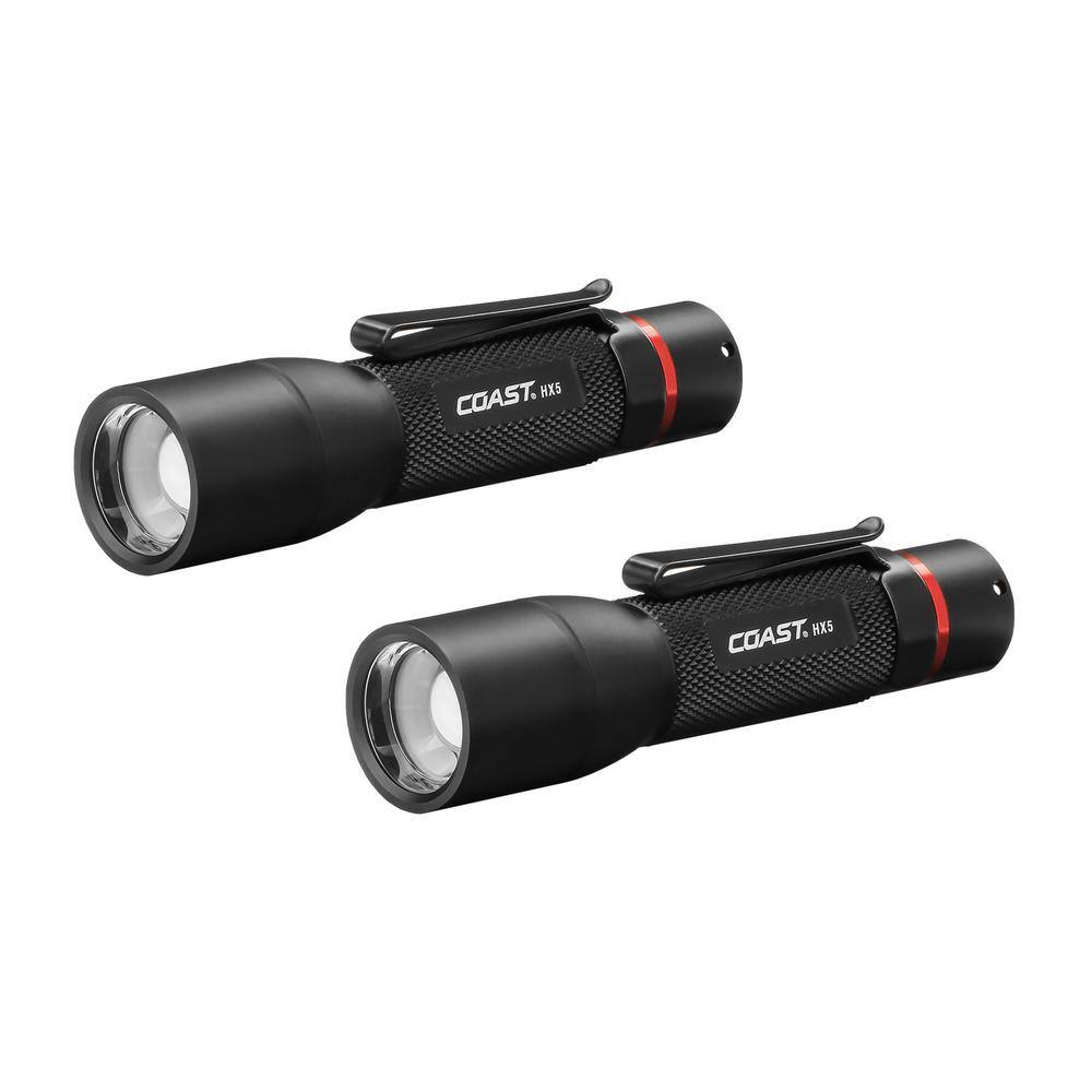 Coast HX5 130 Lumens Alkaline Dual Power Focusing LED Flashlight (2-Pack) 30560