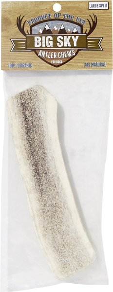 Big Sky Antler Chews Natural Elk Antler Splits Dog Chews， Large