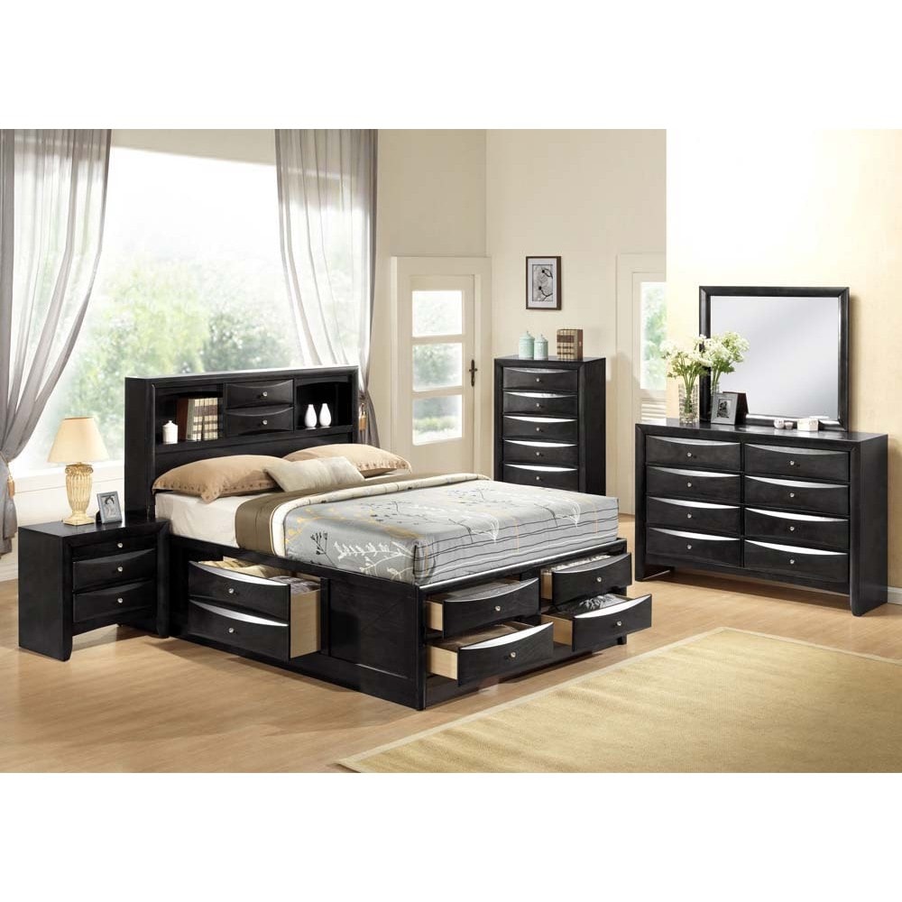 Ireland Black 4-piece Storage Bedroom Set - - 12271239