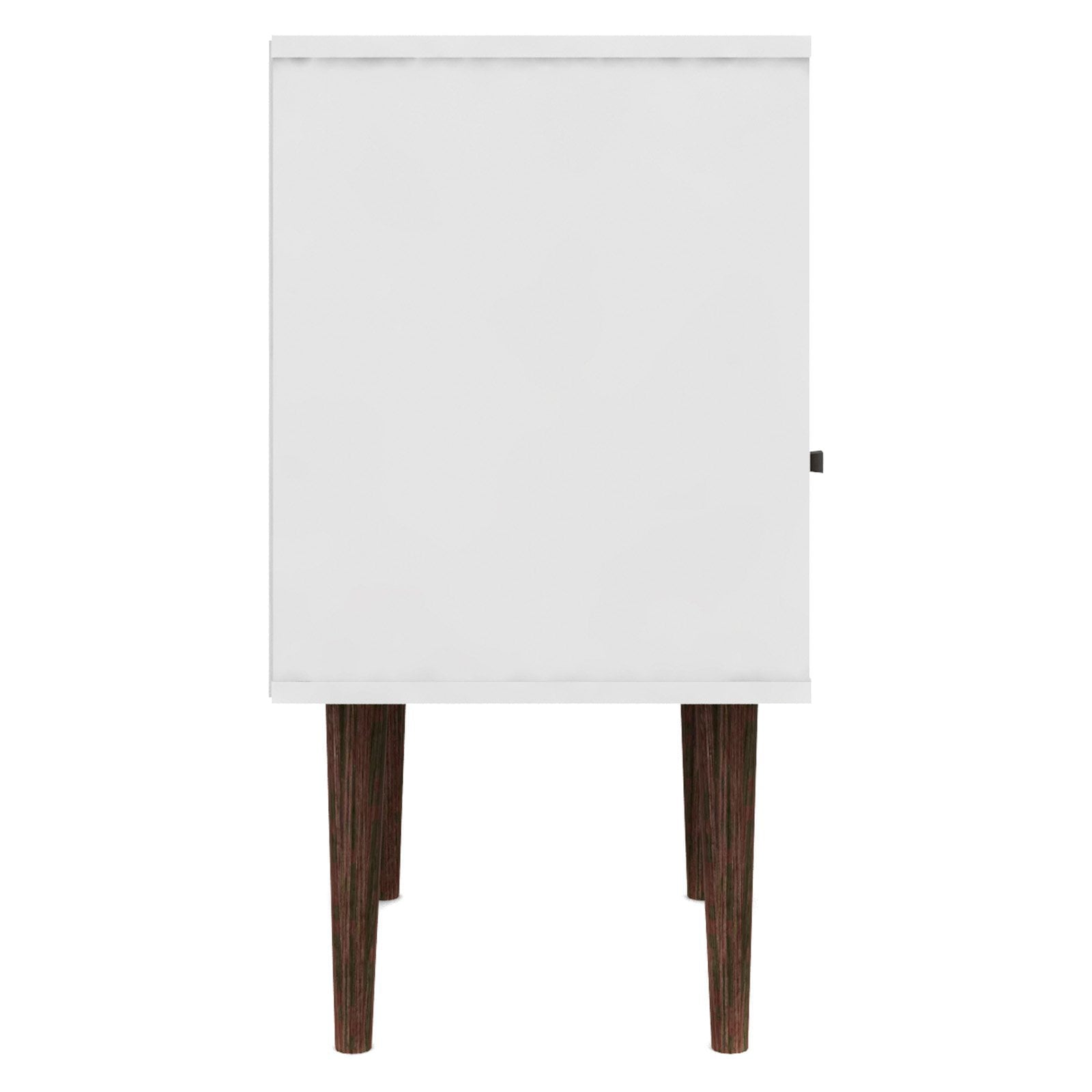 Manhattan Comfort Liberty Mid Century - Modern Nightstand 1.0 with 1 Cubby Space and 1 Drawer in White and Rustic Brown with Solid Wood Legs