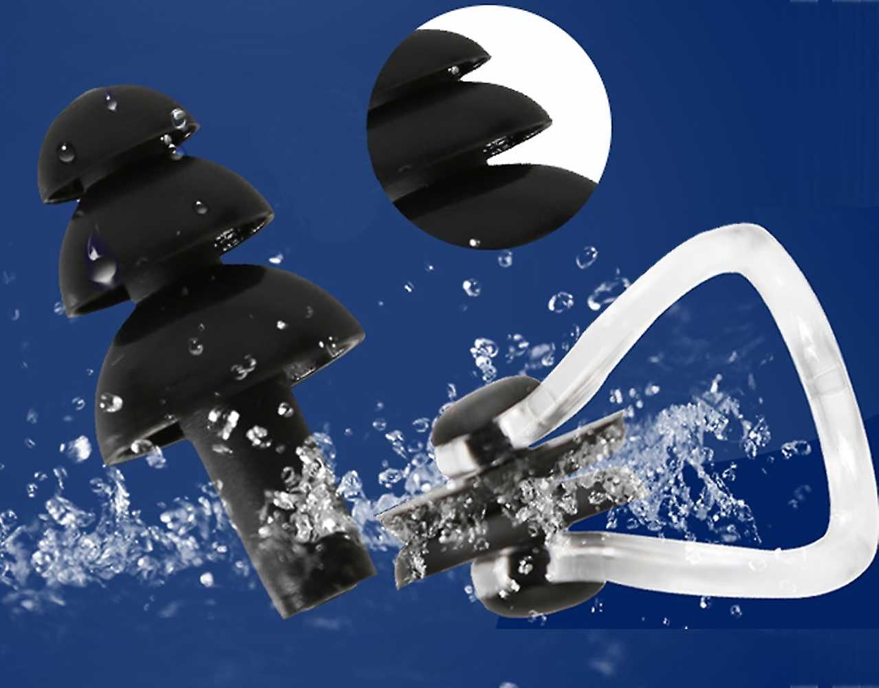 Silicone Swimming Earplugs For Kids - 7 Swimming Ear Plugs And Nose Clip Sets， Waterproof Silica Gel Ear and Nose Protector Block Water Soft and Comfortab